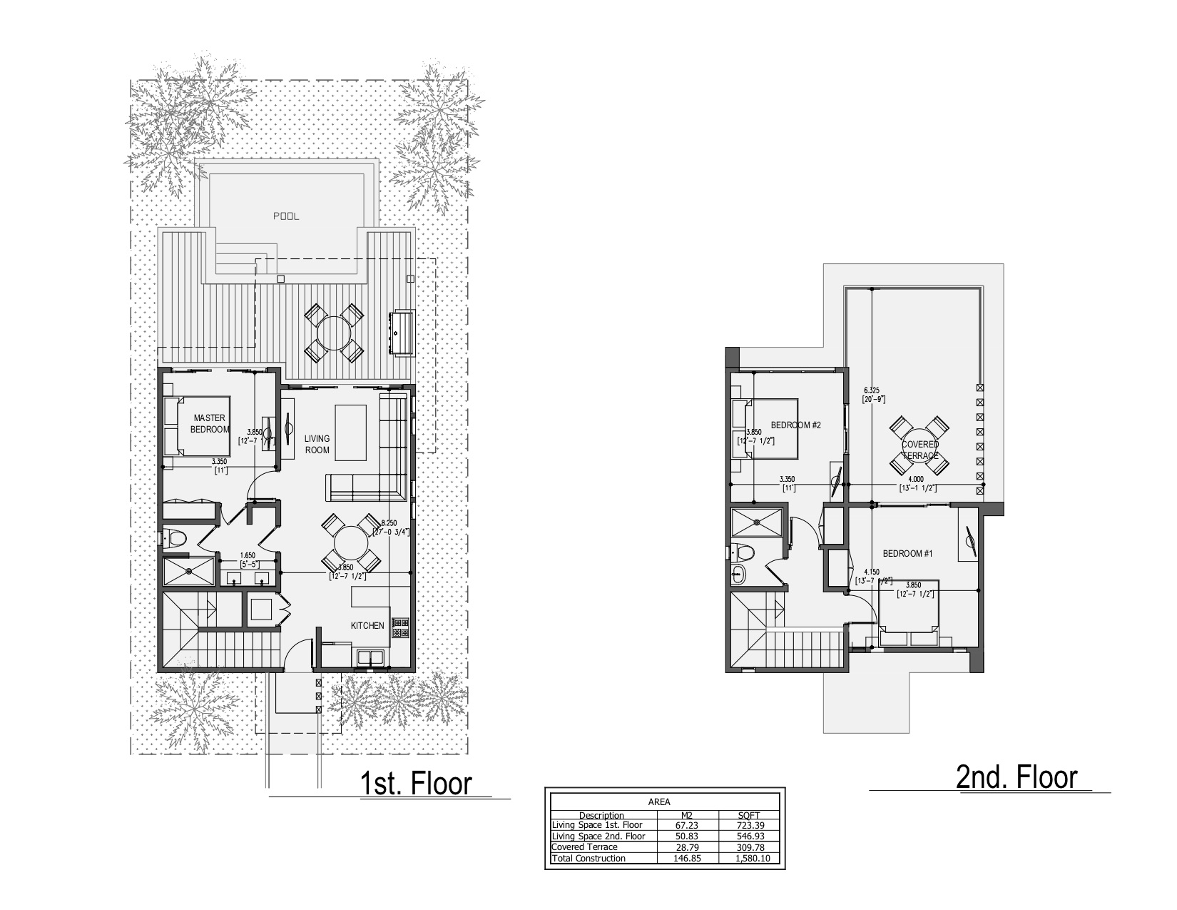 Mar - 3 Bedroom - 2 Story Beach Residences - Floor Plans