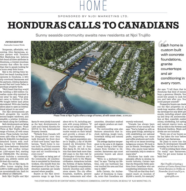 Honduras calls to Canadians